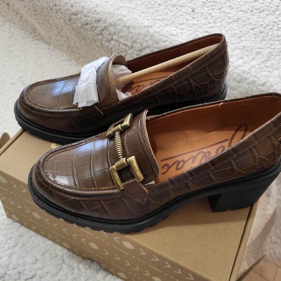 Zodiac Shoes - NIB ZODIAC Women's Gemma Block Heel Fashion Buckle Loafer Caramel Croc Size 6 M